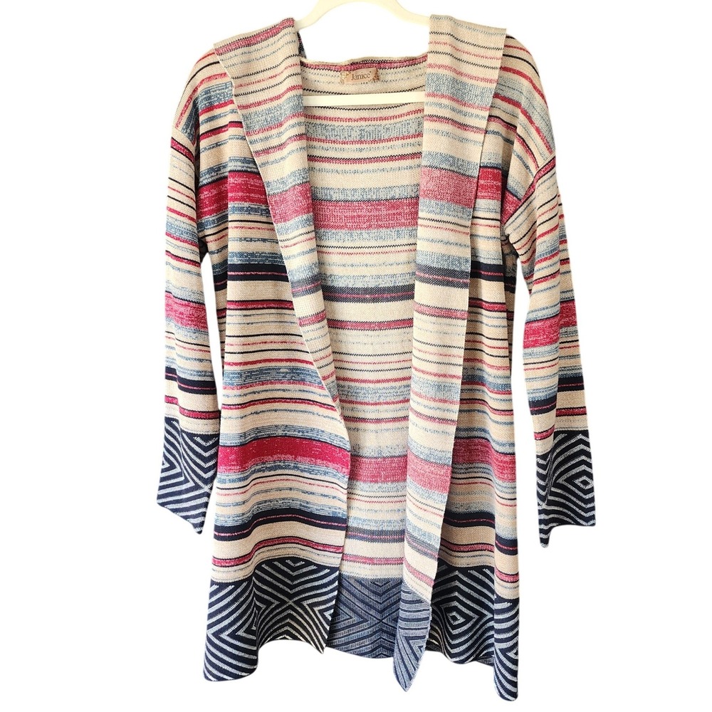 Janice Womens Southwestern Knit Cardigan‎ Draped Hooded One Size